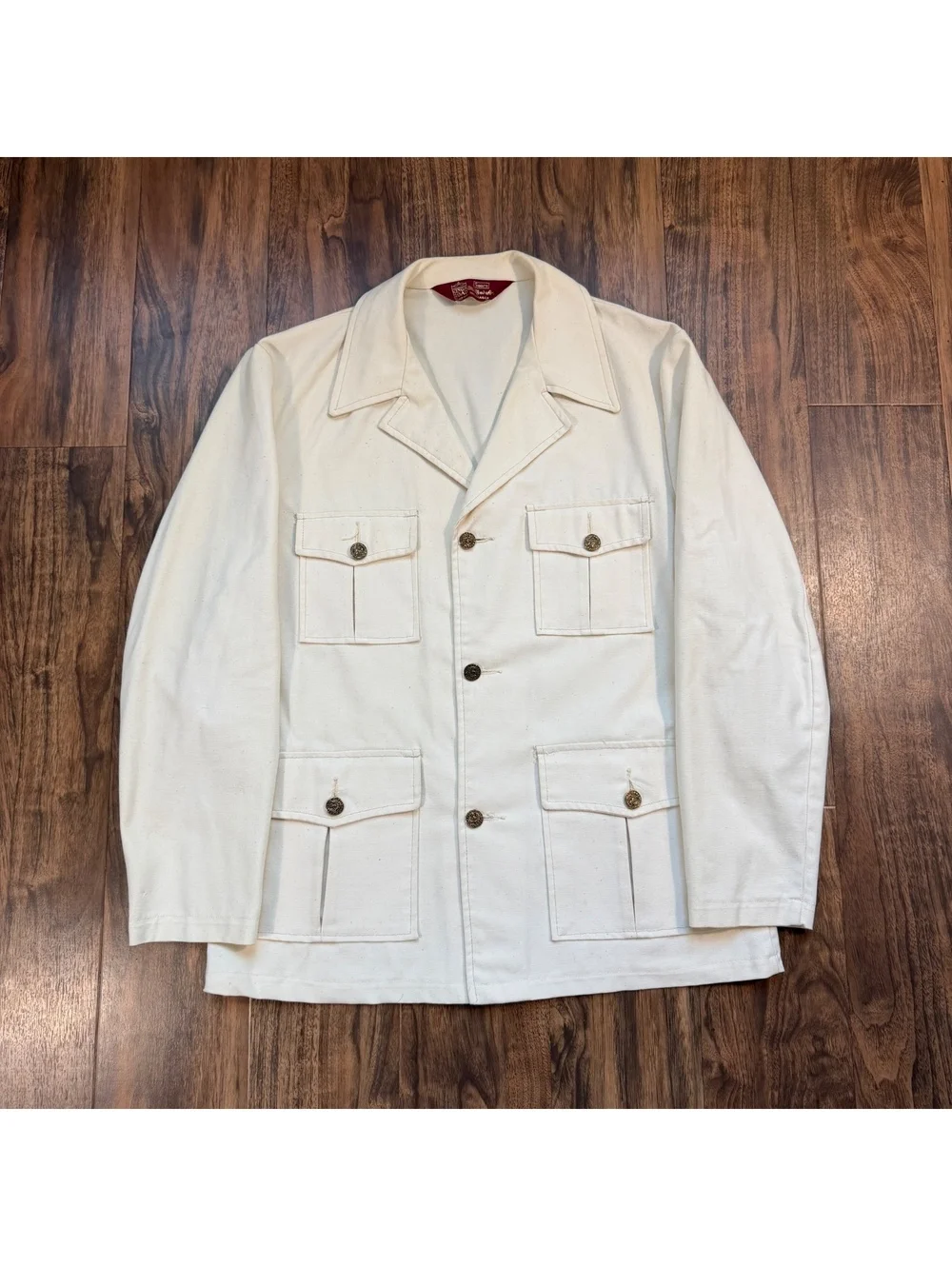 True Vintage 70s Sears Kings Road Safari Jacket Es Devs Spes Nostra Buttons
